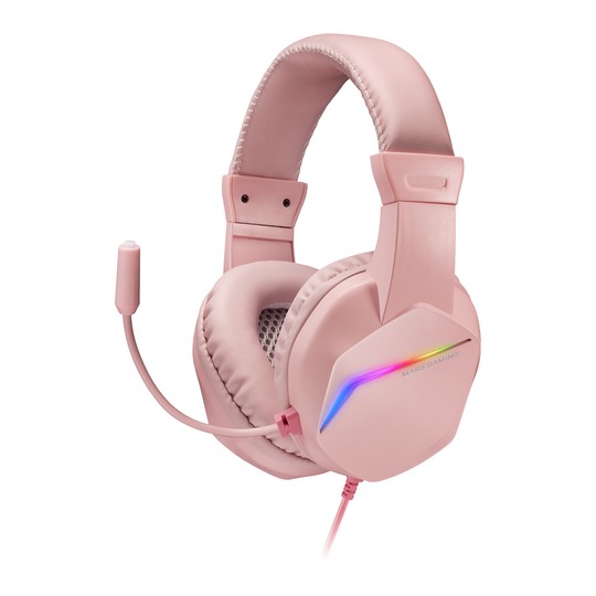 Headset Mars Gaming Mh122 Pink Ultra Ligeros 184g Drivers De Neodimo 50mm Microfono Flexible Jack 3.