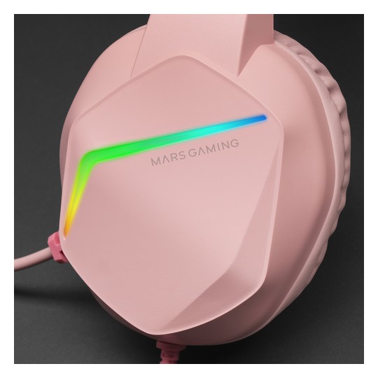 Headset Mars Gaming Mh122 Pink Ultra Ligeros 184g Drivers De Neodimo 50mm Microfono Flexible Jack 3.