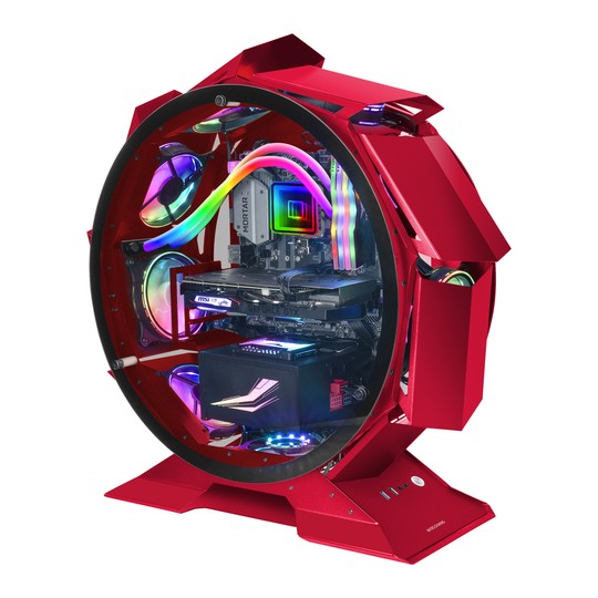 Caja Microatx Gaming Mars Gaming Mcorb Red Diseño Esferico Extremo Premium Doble Ventana De Cristal