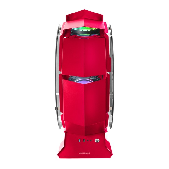 Caja Microatx Gaming Mars Gaming Mcorb Red Diseño Esferico Extremo Premium Doble Ventana De Cristal
