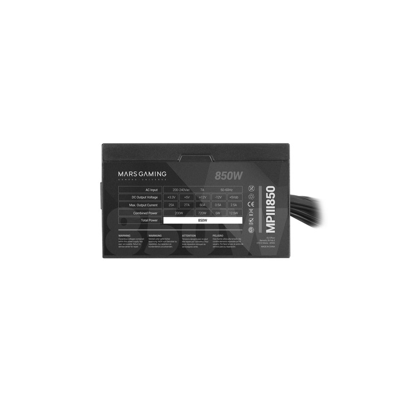 Fuente De Alimentacion Tacens Mars Gaming Mpiii 850w, Eficiencia 85% Pfc Activo Vent 12x12 14db Hasw