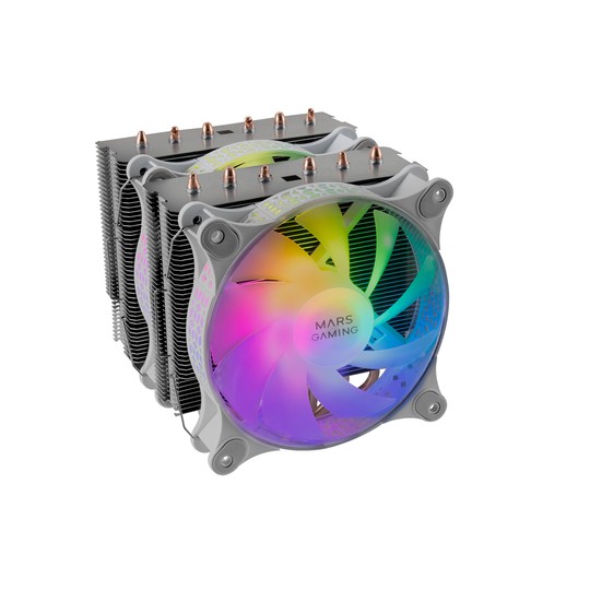 Ventilador Con Disipador Para Cpu Mars Gaming Mcpu-xt White Dual Argb 6 Heatpipes Tdp 300w Doble Dis