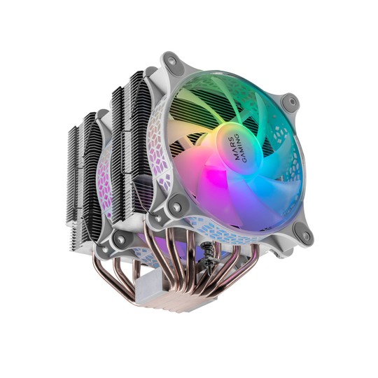 Ventilador Con Disipador Para Cpu Mars Gaming Mcpu-xt White Dual Argb 6 Heatpipes Tdp 300w Doble Dis