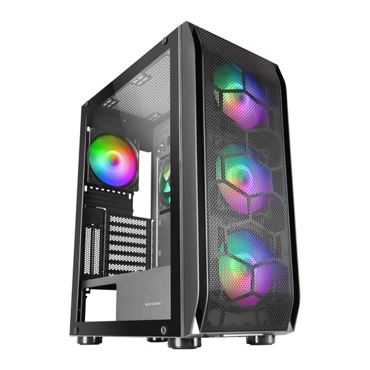 Caja E-atx Torre Gaming Mars Gaming Mc-kx Xxl Black Lateral Cristal Templado Frontal Mesh Incluye 5