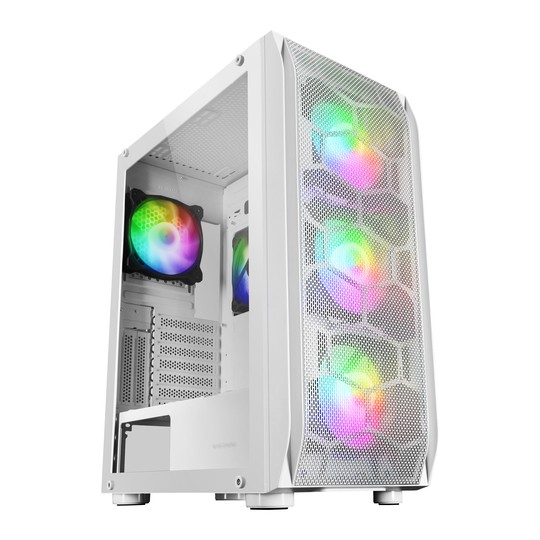Caja E-atx Torre Gaming Mars Gaming Mc-kx Xxl White Lateral Cristal Templado Frontal Mesh Incluye 5