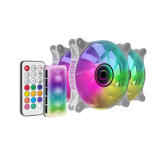 Kit 3xventilador Interno Argb Mars Gaming Mf-3d Kit White 12x12cm Argb Efecto Espejo Infinito