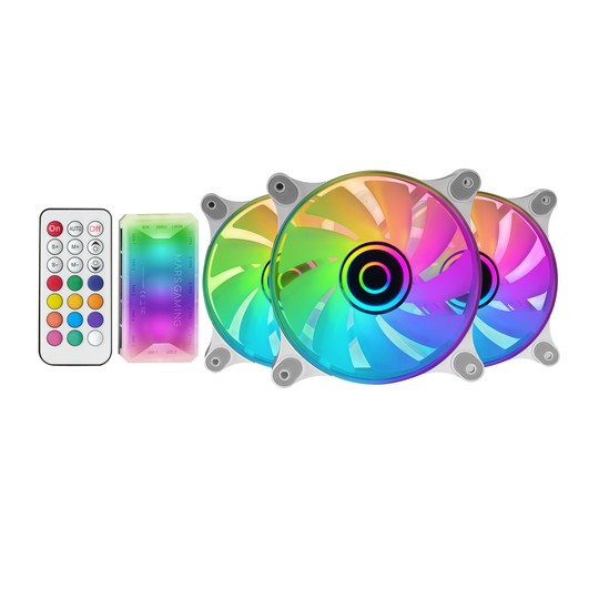 Kit 3xventilador Interno Argb Mars Gaming Mf-3d Kit White 12x12cm Argb Efecto Espejo Infinito