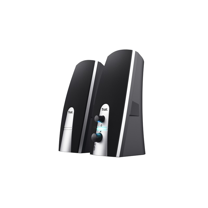 Altavoces 2.0 Trust 2.0 Basics 5w Rms 10w Max Autoalimentado Usb Conexion Frontal Auriculares Negro 24660