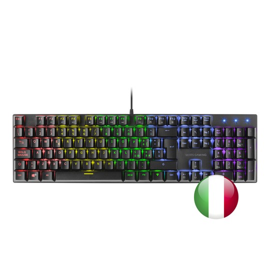 Teclado Mecanico En Italiano Mars Gaming Mk422 Black Switch Azul Pr De 100hz Anti-ghosting Avanzado Iluminacion Rgb