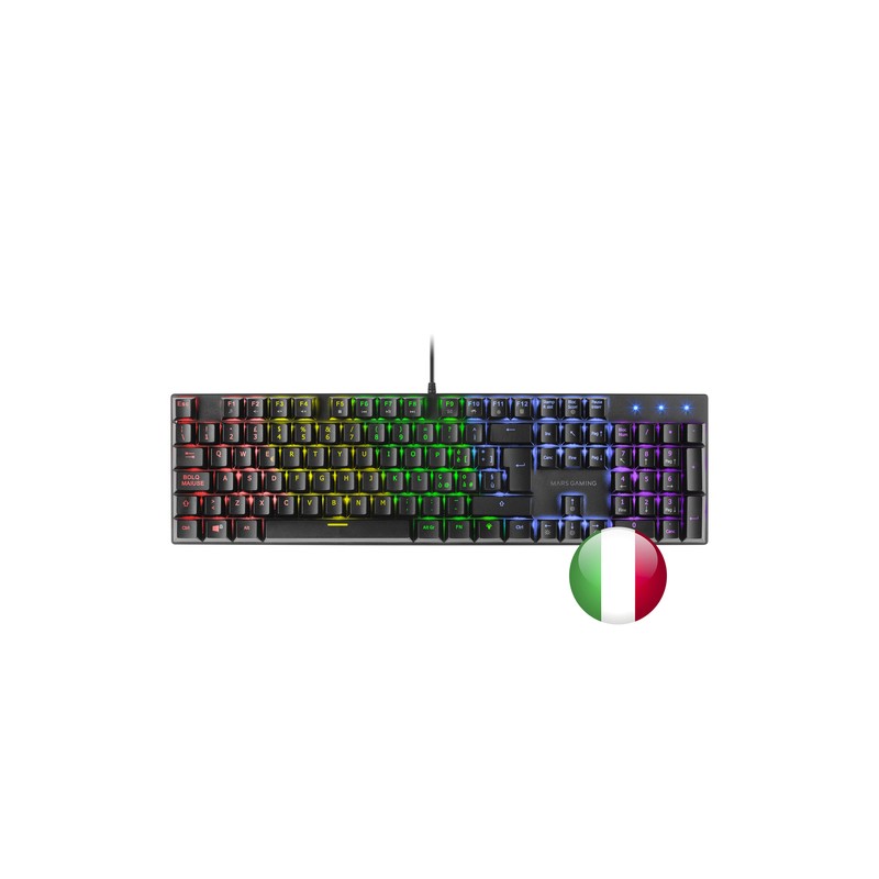 Teclado Mecanico En Italiano Mars Gaming Mk422 Black Switch Azul Pr De 100hz Anti-ghosting Avanzado Iluminacion Rgb
