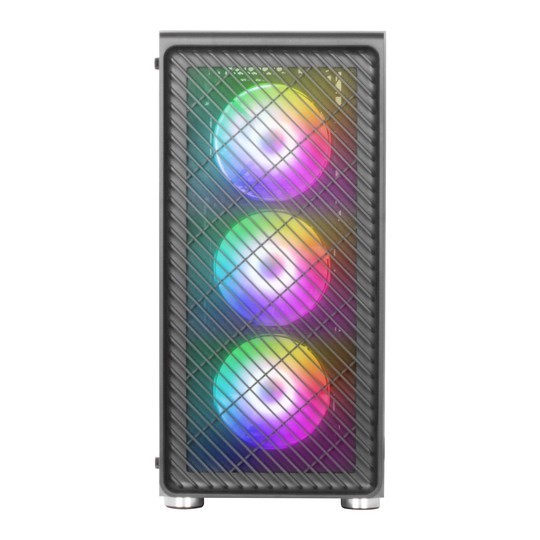 Caja Atx Semitorre Gaming Mars Gaming Mc-f Black Frontal Metal Mesh 3 Ventiladores Argb 120mm +1 Tra