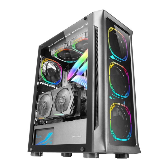 Caja E-atx Torre Gaming Mars Gaming Mc-neo Black Premium 4 Ventiladores Argb Frontal Y Lateral De Cr