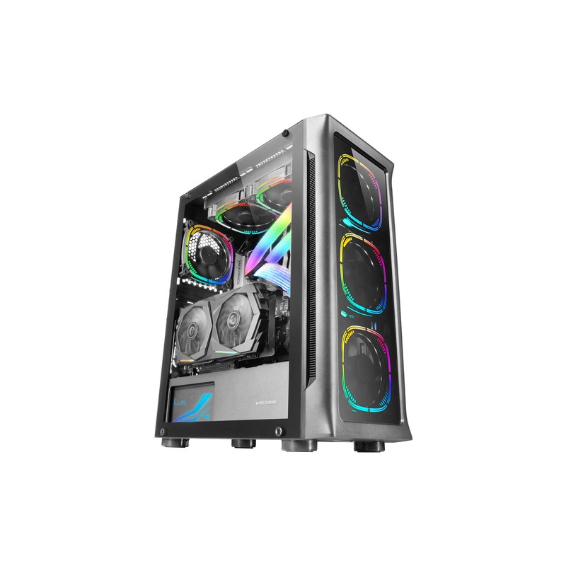 Caja E-atx Torre Gaming Mars Gaming Mc-neo Black Premium 4 Ventiladores Argb Frontal Y Lateral De Cr