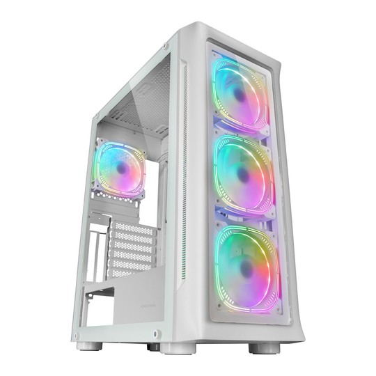 Caja E-atx Torre Gaming Mars Gaming Mc-neo White Premium 4 Ventiladores Argb Frontal Y Lateral De Cr
