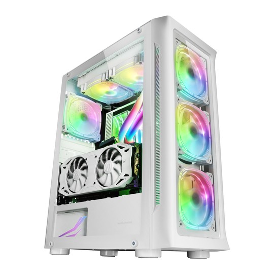 Caja E-atx Torre Gaming Mars Gaming Mc-neo White Premium 4 Ventiladores Argb Frontal Y Lateral De Cr