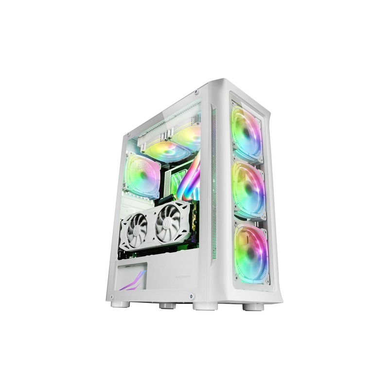 Caja E-atx Torre Gaming Mars Gaming Mc-neo White Premium 4 Ventiladores Argb Frontal Y Lateral De Cr
