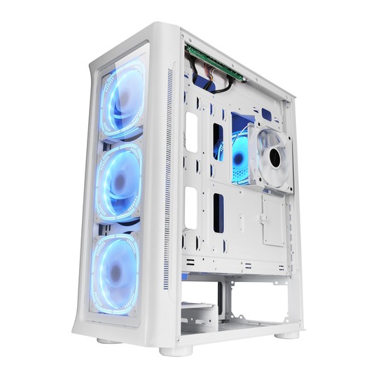 Caja E-atx Torre Gaming Mars Gaming Mc-neo White Premium 4 Ventiladores Argb Frontal Y Lateral De Cr