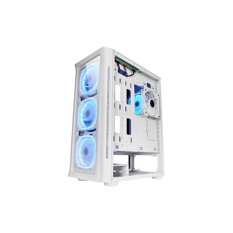 Caja E-atx Torre Gaming Mars Gaming Mc-neo White Premium 4 Ventiladores Argb Frontal Y Lateral De Cr