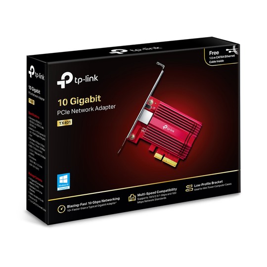 Tarjeta De Red Pcie 10gigabit Tp-link Tx401 Incluye Soporte Estandar Y De Perfil Bajo