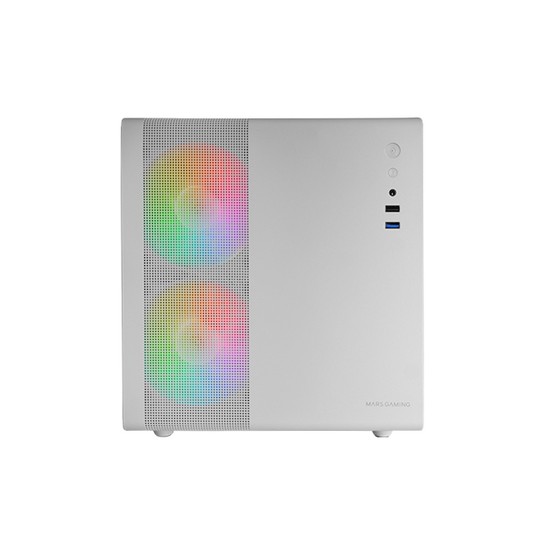 Caja Microatx Cube Gaming Mars Gaming Mc400 White Frontal Mesh Diseño Cube 3xventiladores 120mm Rgb