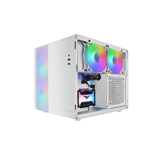 Caja Microatx Cube Gaming Mars Gaming Mc400 White Frontal Mesh Diseño Cube 3xventiladores 120mm Rgb