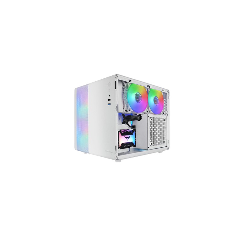 Caja Microatx Cube Gaming Mars Gaming Mc400 White Frontal Mesh Diseño Cube 3xventiladores 120mm Rgb