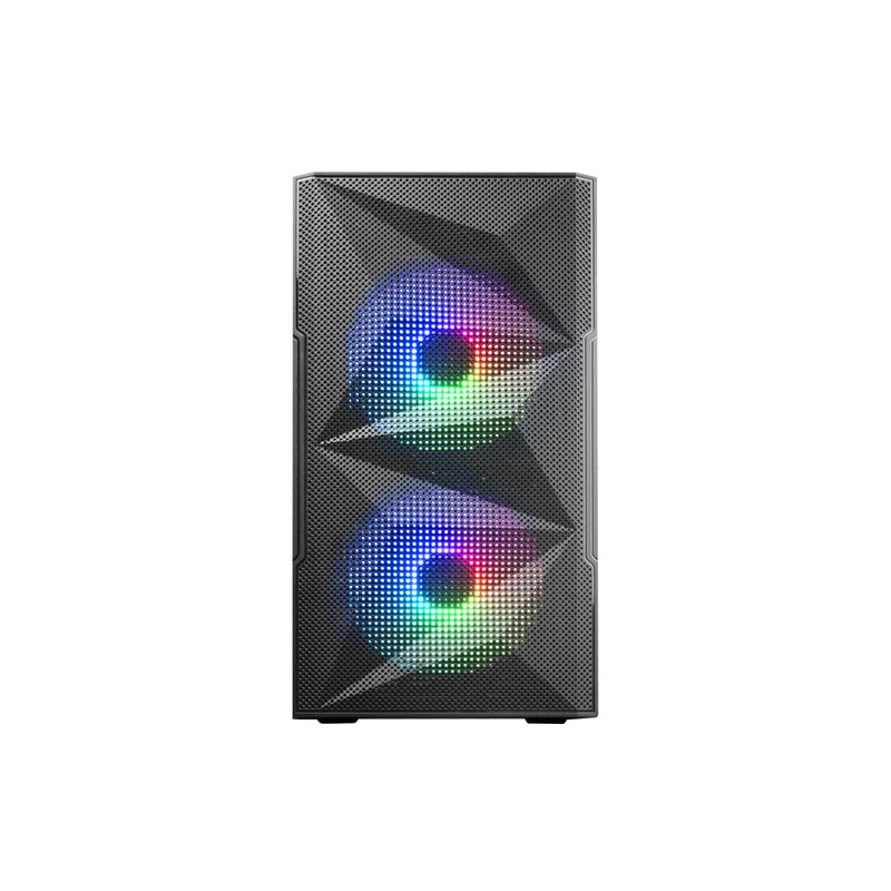 Caja Microatx Gaming Mars Gaming Mc-me Black Frontal Mesh Con 2 Ventiladores Frgb 120mm Lateral De C