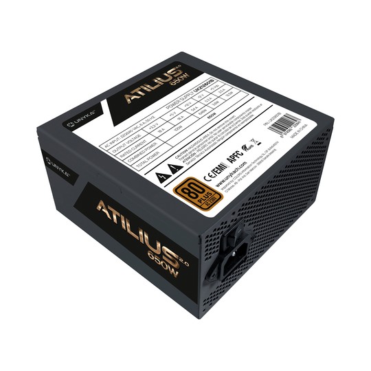 Fuente De Alimentacion Unyka Atilus Atx 650w 80plus Bronze Pfc Activo Ventilador 120mm Ultra Silciosa Sin Caja Retail