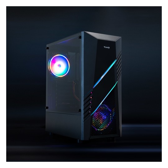 Caja Atx Semitorre Gaming Tooq Tqgcc102-b "biohazard" Negra Atx/micro Atx/mini Itx Frontal Led Rgb V