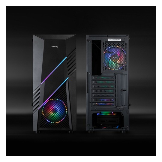 Caja Atx Semitorre Gaming Tooq Tqgcc102-b "biohazard" Negra Atx/micro Atx/mini Itx Frontal Led Rgb V