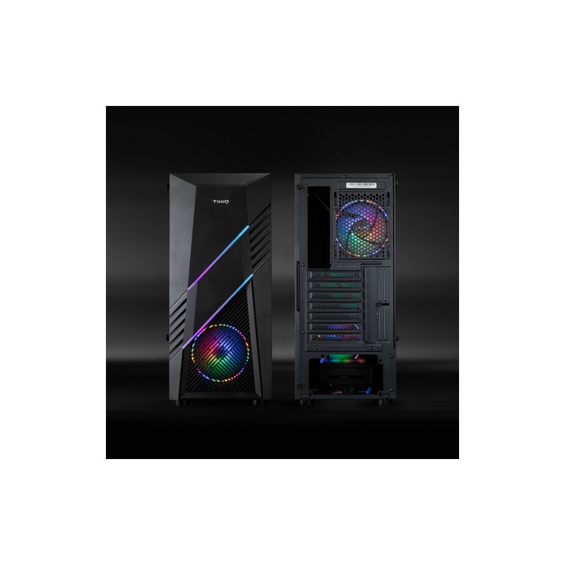 Caja Atx Semitorre Gaming Tooq Tqgcc102-b "biohazard" Negra Atx/micro Atx/mini Itx Frontal Led Rgb V
