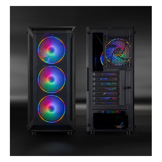Caja Atx Semitorre Gaming Tooq Tqgcc101-b "ragnärok" Negra Atx/micro Atx/mini Itx Ventana Lateral De Cristal Templado