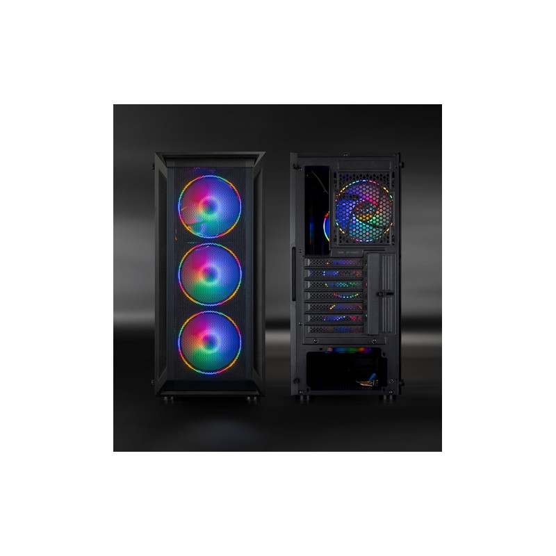 Caja Atx Semitorre Gaming Tooq Tqgcc101-b "ragnärok" Negra Atx/micro Atx/mini Itx Ventana Lateral De Cristal Templado