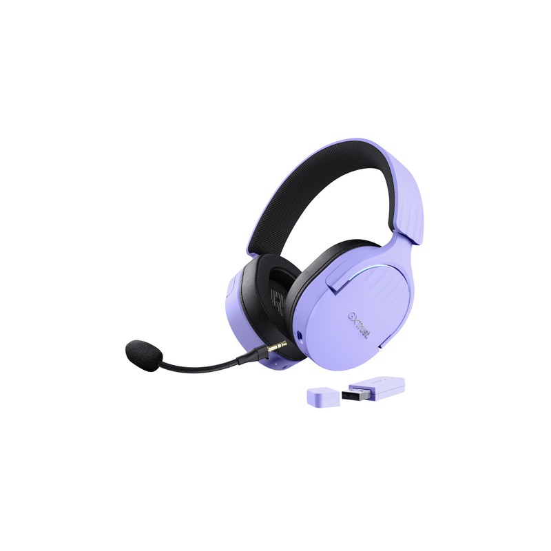 Headset Bluetooth Trust Gaming Fayzo Gxt 491 Lila 25305 Bt Y Usb 2.4ghz Microfono Desmontable Y Flex