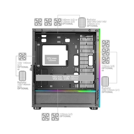 Caja E-atx Torre Gaming Mars Gaming Mc-ult Xxl White Frontal Y Lateral De Cristal Templado Sin Fuente De Alimentacion