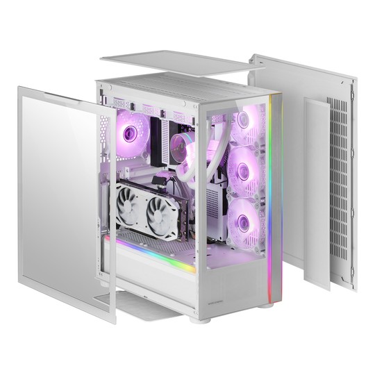 Caja E-atx Torre Gaming Mars Gaming Mc-ult Xxl White Frontal Y Lateral De Cristal Templado Sin Fuente De Alimentacion