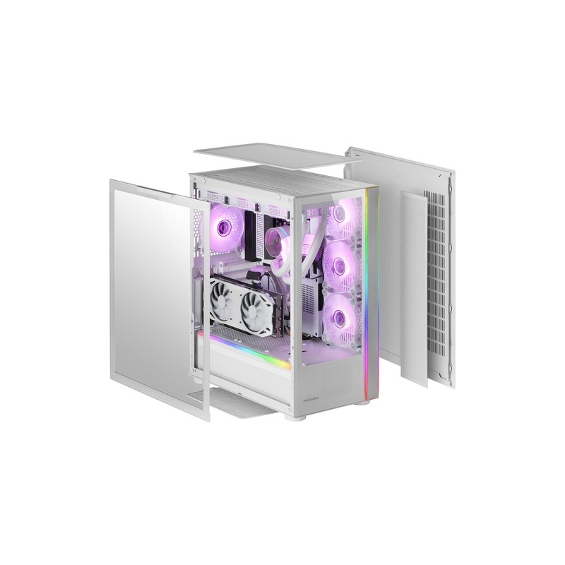Caja E-atx Torre Gaming Mars Gaming Mc-ult Xxl White Frontal Y Lateral De Cristal Templado Sin Fuente De Alimentacion