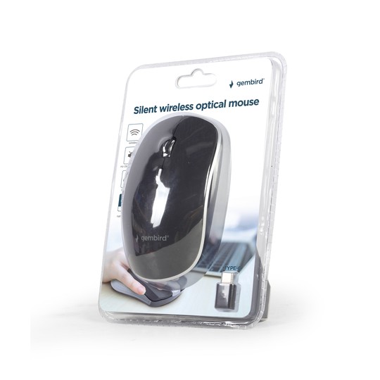 RATON OPTICO GEMBIRD INALAMBRICO 1600 DPI  NEGRO 4 BOTONES (RECEPTOR TIPO)