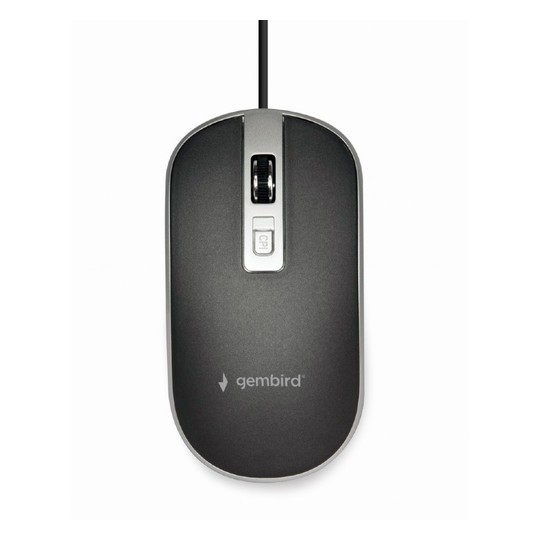 RATON GEMBIRD WIRED OPTICAL MOUSE USB BLACK SILVER