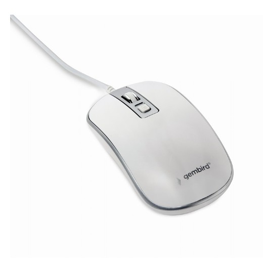 RATON GEMBIRD WIRED OPTICAL MOUSE USB WHITE SILVER