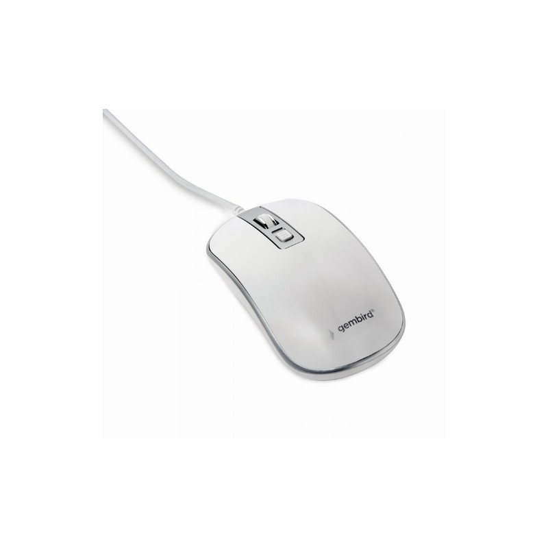 RATON GEMBIRD WIRED OPTICAL MOUSE USB WHITE SILVER