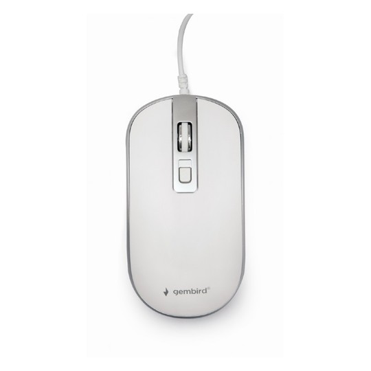 RATON GEMBIRD WIRED OPTICAL MOUSE USB WHITE SILVER
