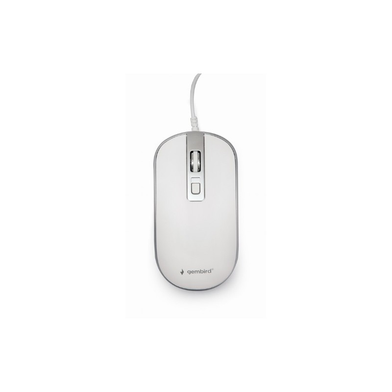 RATON GEMBIRD WIRED OPTICAL MOUSE USB WHITE SILVER