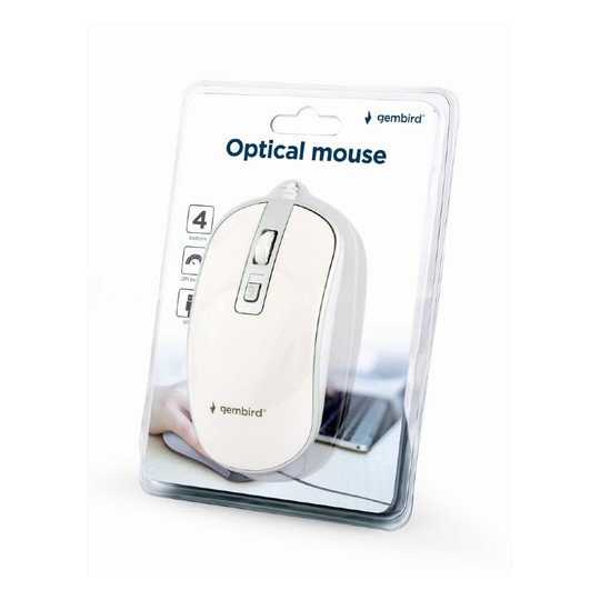 RATON GEMBIRD WIRED OPTICAL MOUSE USB WHITE SILVER