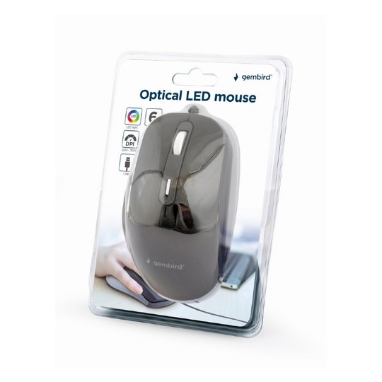 RATON GEMBIRD WIRED OPTICAL LED USB NEGRO
