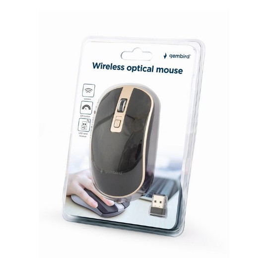 RATON GEMBIRD WIRELESS OPTICAL BLACK GOLD