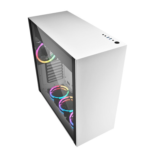 CAJA SHARKOON PURE STEEL ATX 2XUSB3.0 RGB SIN FUENTE BLANCO