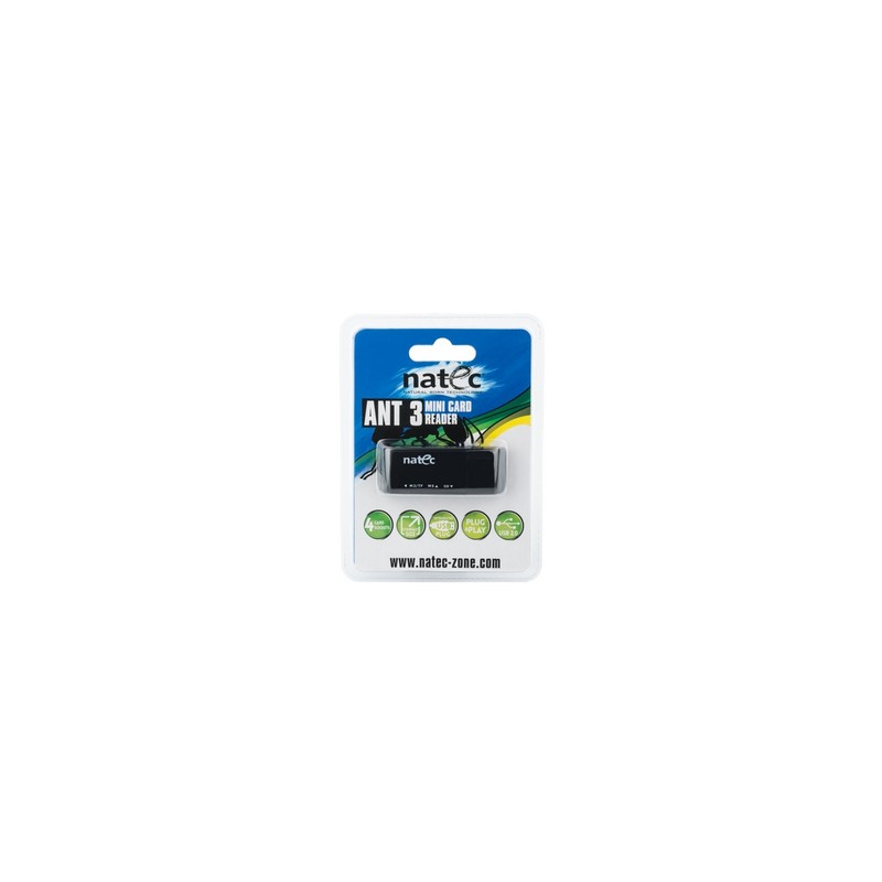 LECTOR DE TARJETAS NATEC MINI ANT 3 SDHC MMC M2 MICROSD USB 2.0 NEGRO