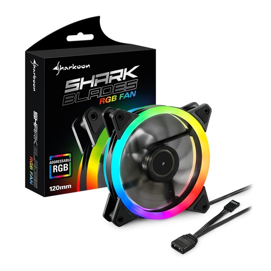 VENTILADOR CAJA SHARKOON SHARK BLADES FAN 120X120X 25,5 MM RGB LED