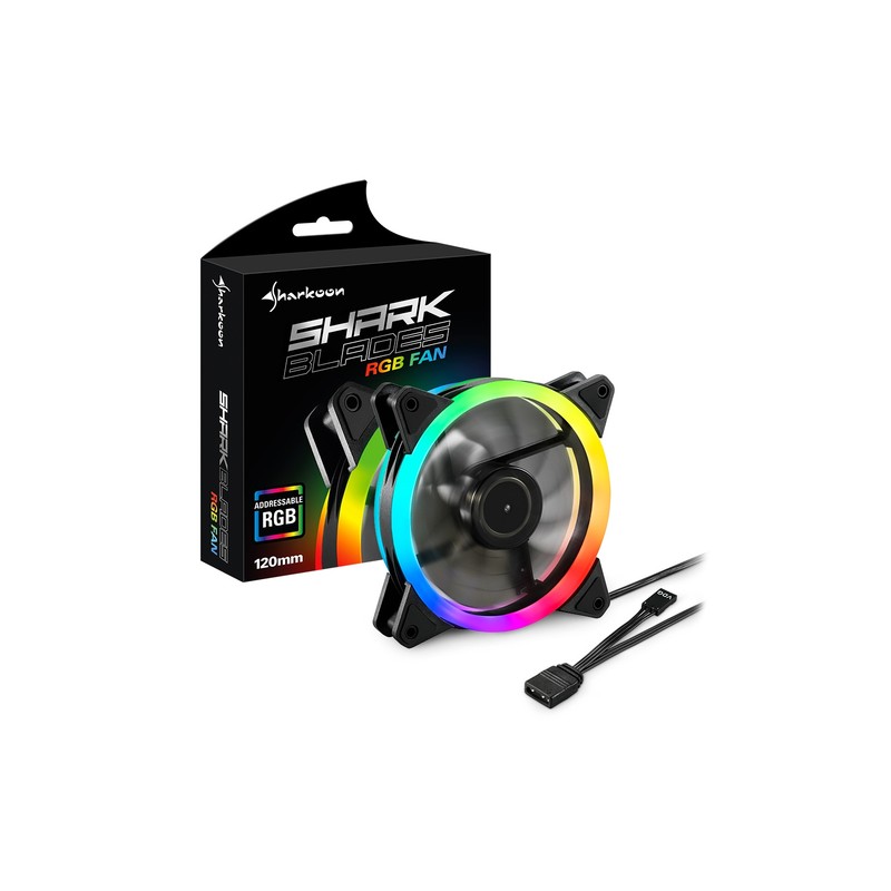 VENTILADOR CAJA SHARKOON SHARK BLADES FAN 120X120X 25,5 MM RGB LED